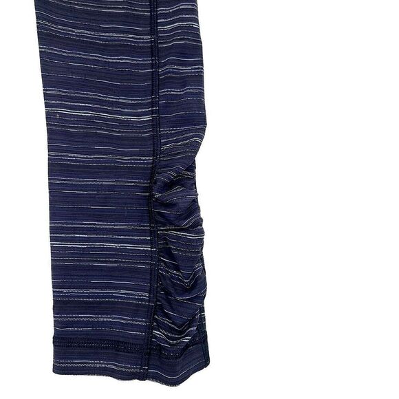 Lululemon Cropped Leggings 4 Black White Print Ruched Mesh Calves Side Pockets - Picture 6 of 9